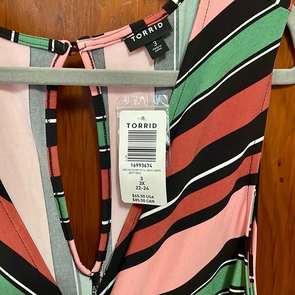 Torrid Multicolor Stripe Studio Knit Surplice Romper 3X NWT 16993674 - Picture 3 of 5